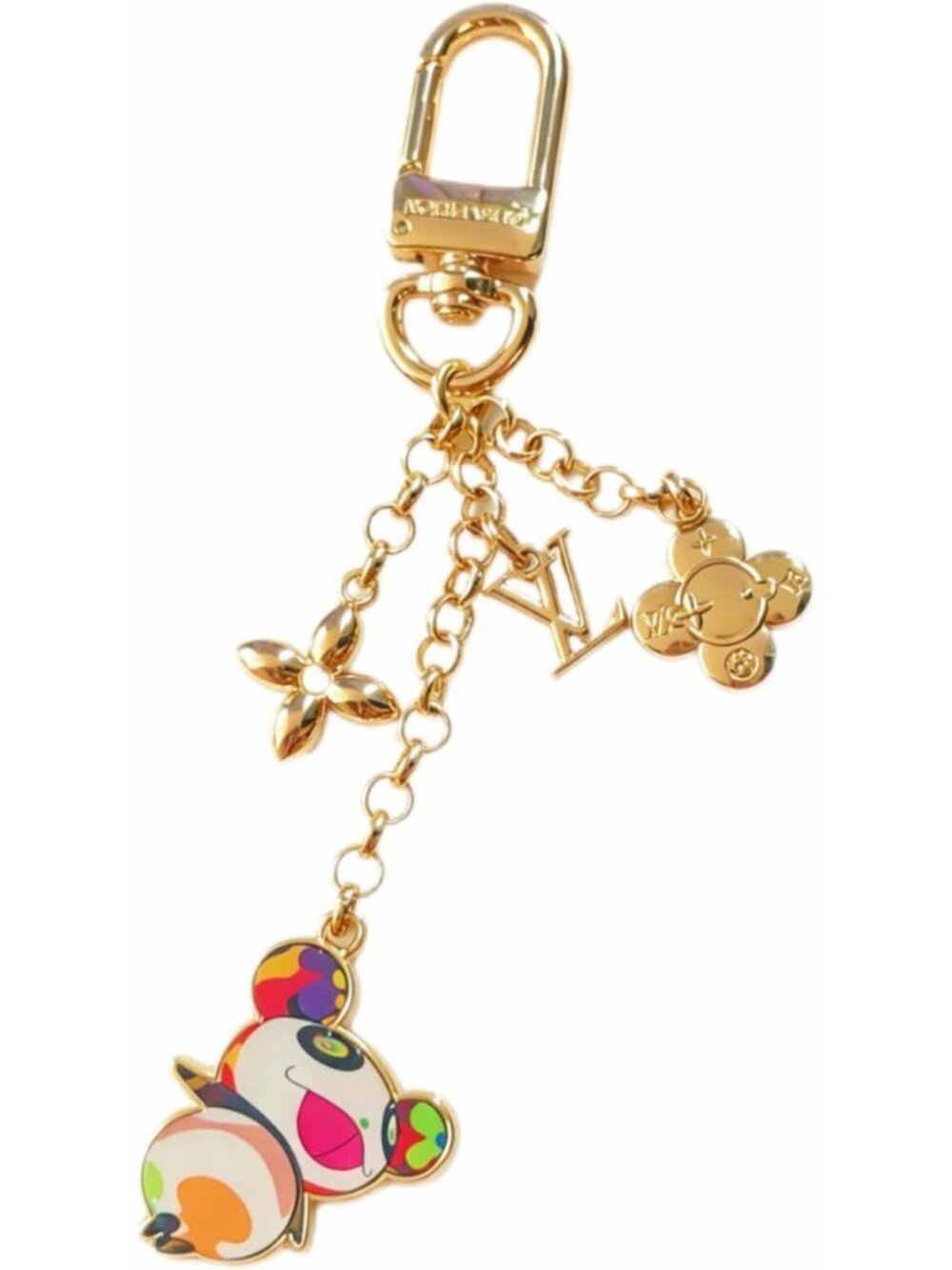 Gold-Tone Metal Keychain Charm with Multi-Metal Charms for Handbag Purse Decor